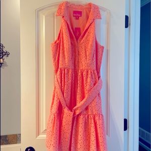 SZ 10 NWT Lilly Pulitzer Trisha Shirtdress in Shellona Coral Neon Sunburst